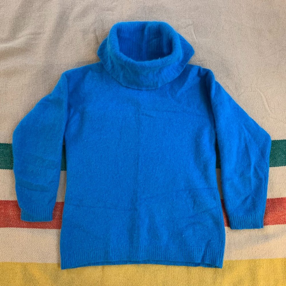 Turquoise Blue Cashmere Turtleneck Sweater